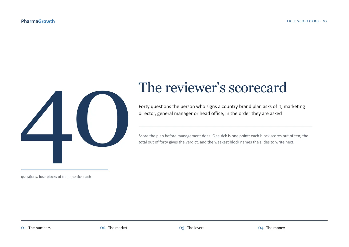 The cover of the reviewer's scorecard PDF