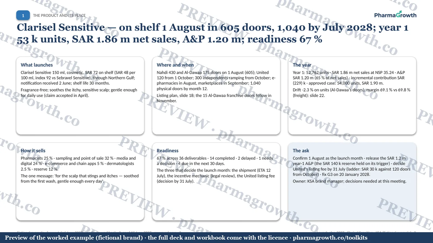 Slide 3 from the Launch plan and readiness workbook example (watermarked preview)