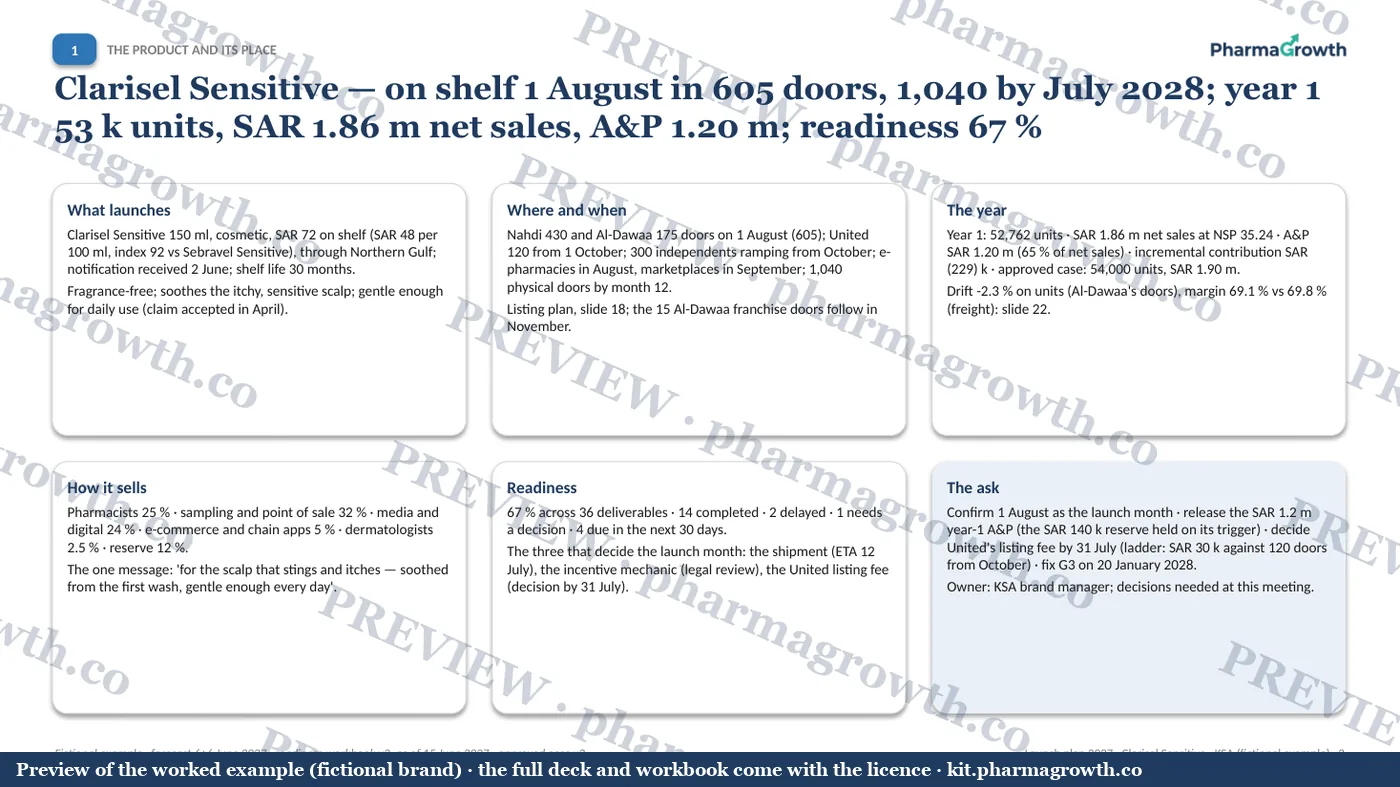 Slide 3 from the Launch plan and readiness workbook example (watermarked preview)